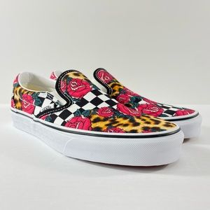 Vans Classic Slip-On Rose Animal Checkerboard Shoe